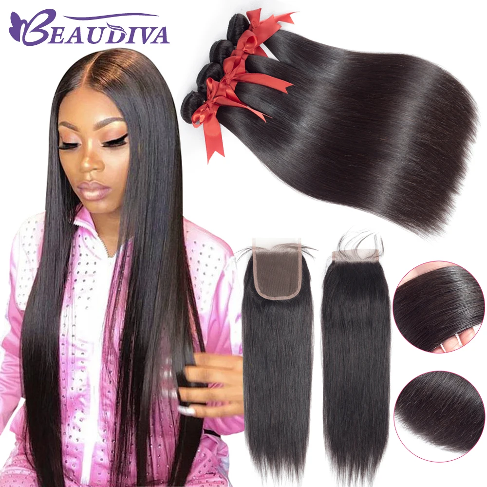 BEAUDIVA Peruvian Straight Hair Bundles With 4*4 Lace Closure Straight Hair bundles with closure Human Hair Bundles With Closure BEAUDIVA Peruvian Straight Hair Bundles With 4*4 Lace Closure Straight Hair bundles with closure Human Hair Bundles With Closure