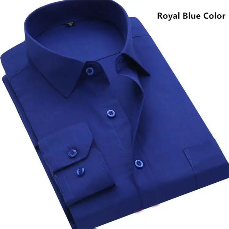 Camisa Masculina, мужская рубашка, Hombre Chemise Homme Manche Longue, белые рубашки, 5XL, 6XL, 7 xl, длинный рукав, формальные, черные, красные, мужские s Blusa - Цвет: Royal Blue