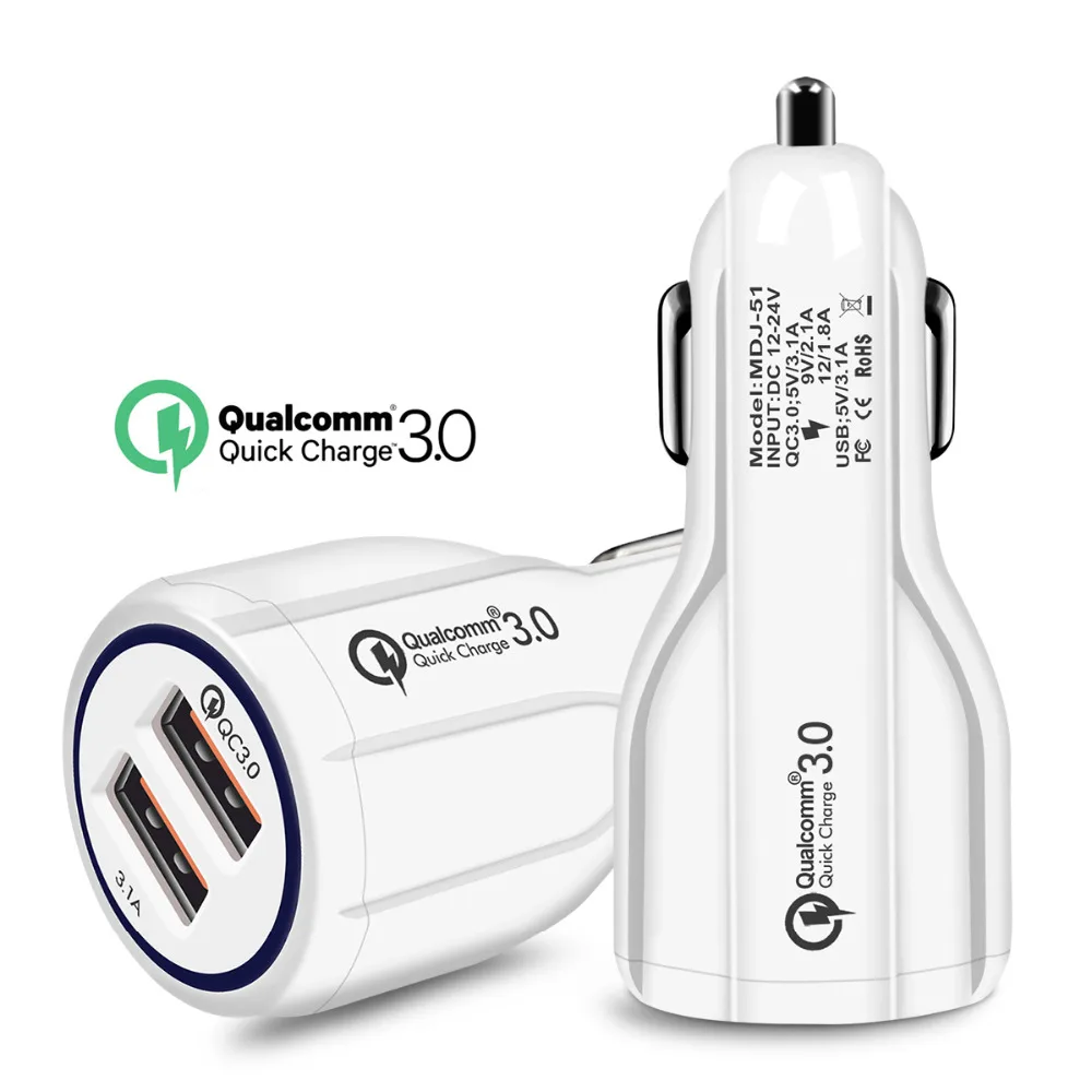 

QC 3.0 USB Car Charger Quick Charge 3.0 Charger 2 Port Dual USB Fast 3.1A for iPhone Apple 6 7 8 XR Samsung Tablet Car-Charger