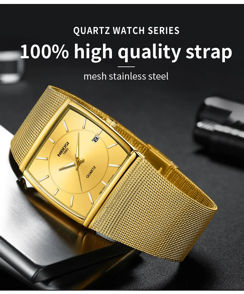 2018 New Square Watch Men Top Brand Luxury Mesh Strap Fashion Dress Wrist Watch Analog Quartz-watch Montre Homme 2018 Man Clock (13)