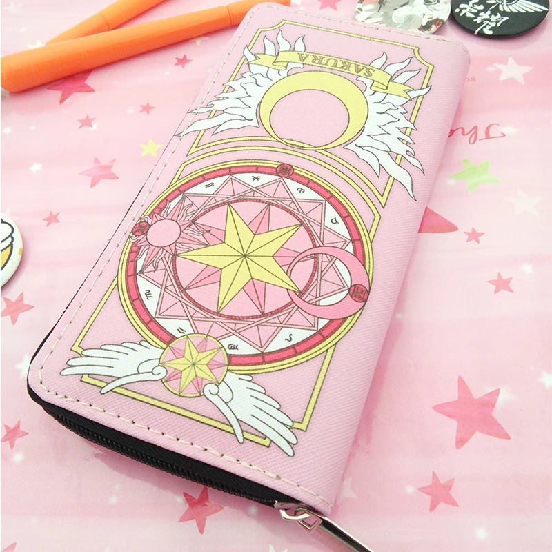 Аниме карта Captor Sakura кошелек мультфильм Cardcaptor Sakura Kinomoto длинный кожаный женский клатч деньги карты молния милые сумки