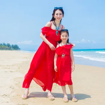 

Mama and Daughter Dress Off Shouler Maxi Long Dress Mom and Baby Girl Matching Clothes Party Dress Family Wedding Clothes