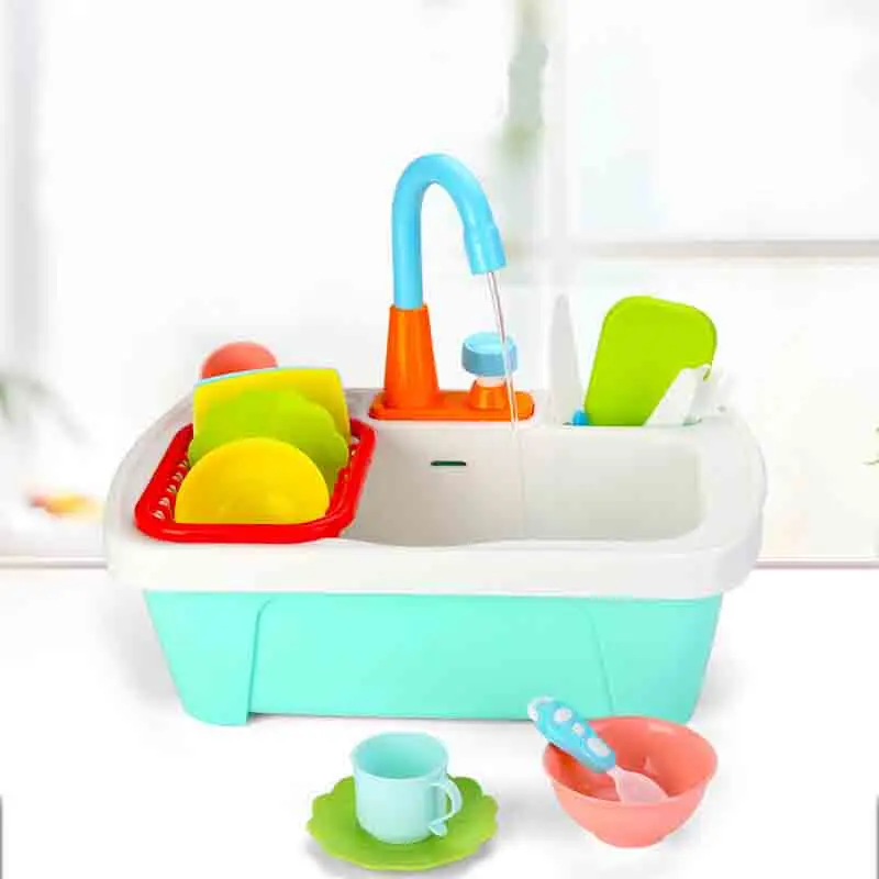 

Kids New Plastic Simulation Electric Dishwasher Sink Pretend Play Kitchen Toys Sets For Children Girls Child Birthday Gifts