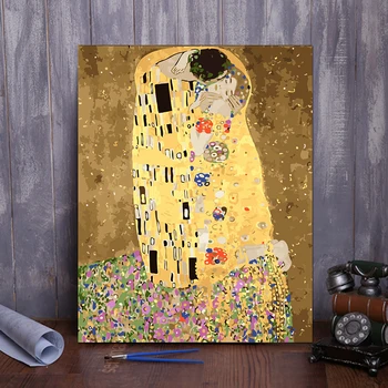 

Frameless diy digital painting by numbers picture oil painting for living room home decor 4050 kiss by gustav Klimt