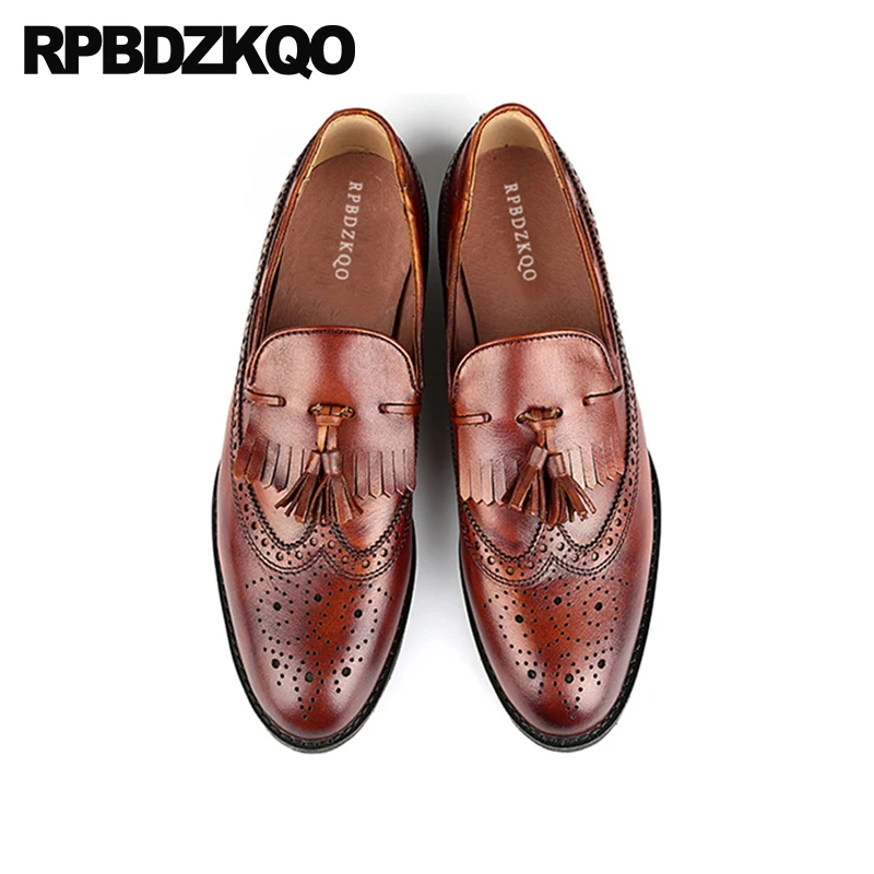 Ботинки Wingtip мужские из натуральной кожи праздничные туфли ручной работы для
