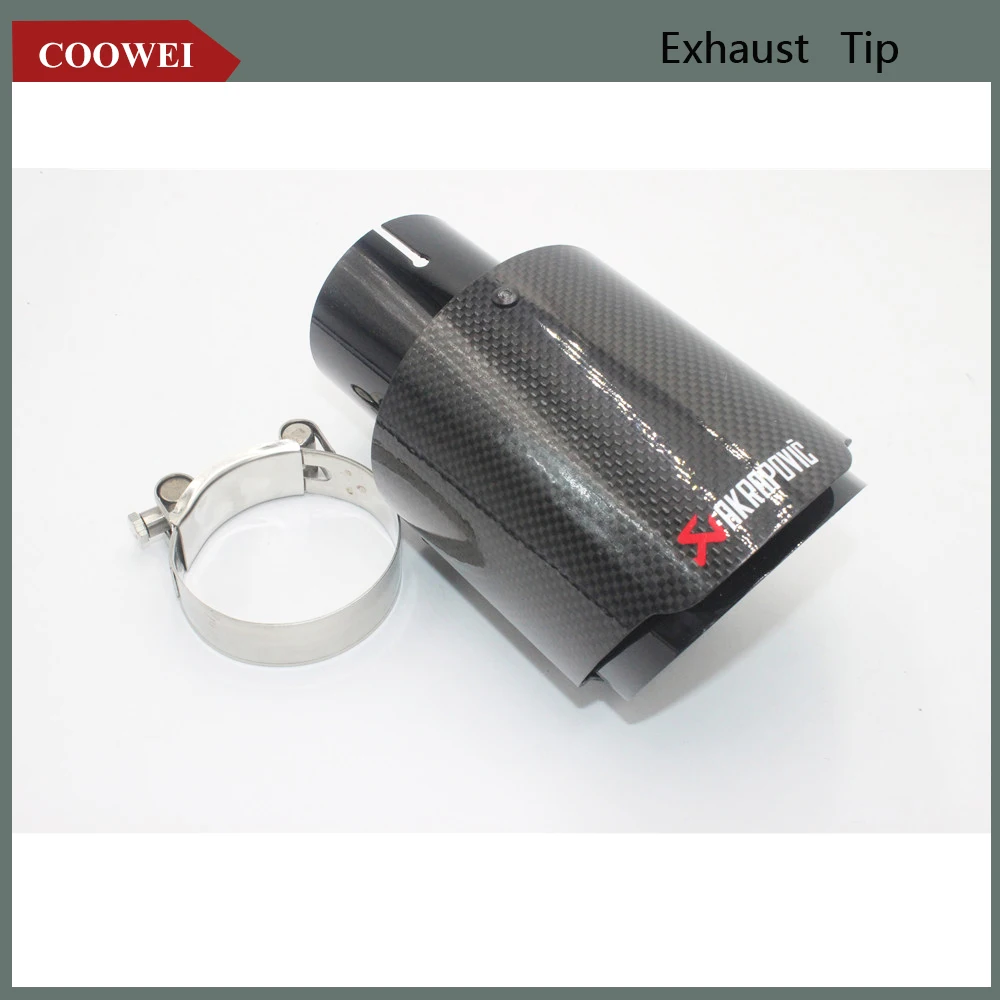 

Akrapovic Car Exhaust Tail Pipes Glossy Carbon Muffler Tip Tail End Universal Stainless Steel Straight Flange black For Bmw