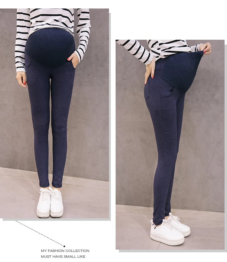 Осенне-зимние джинсовые однотонные брюки для беременных женщин с эффектом потертости, узкие брюки