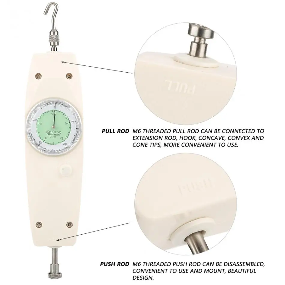 Аналоговый динамометр Измерение силы измерительная аппаратура 500N Push Pull Force Gauge Meter Измерение силы инструмент