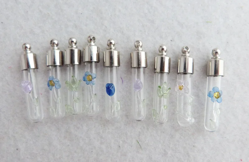 WHOLESALE 50PIECE Glass SHAPED vial pendants Glass bottles * pendant