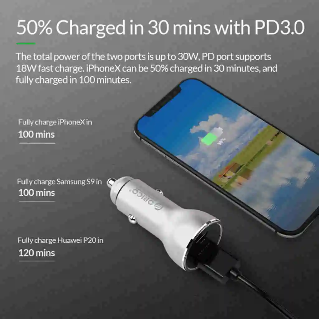 30 Вт устройство для автомобиля с двумя портами Usb для телефона Зарядное устройство Usb 2.4A Тип-C Pd 3,0 прикуриватель быстрое Зарядное устройство для Iphone samsung S9 Xiaomi