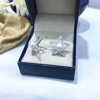 

Five Star S925 Sterling Silver Earrings Set Base Findings Mountings Parts Mounts for Pearls Jade Corals Stones Beads