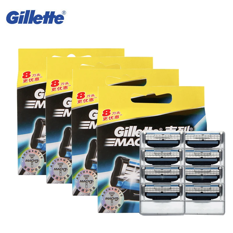 Men Razor Blades Gillette Mach 3 Original Brand Razor Face Hair Beard Removal Manual Shaving Shaver Blades Male Straight Razor