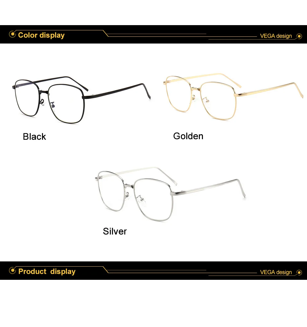 VG238 VEGA Eyeglasses Frames Square Fashionable Glasses Frame women men Alloy Opital Spectacle Frame Clear Lens 238 8