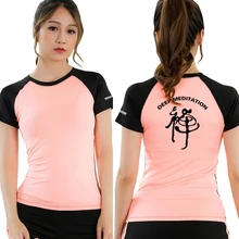 FNMM новая футболка с принтом китайского слова для йоги, женская футболка с коротким рукавом, дышащий Топ для йоги, спортзала, спорта, фитнеса, женская одежда