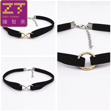 Кручёные ожерелья двойной чистый черный бархат кожа ретро 8 слово Макси себе Чокеры Цепочки и ожерелья Для женщин jewelry