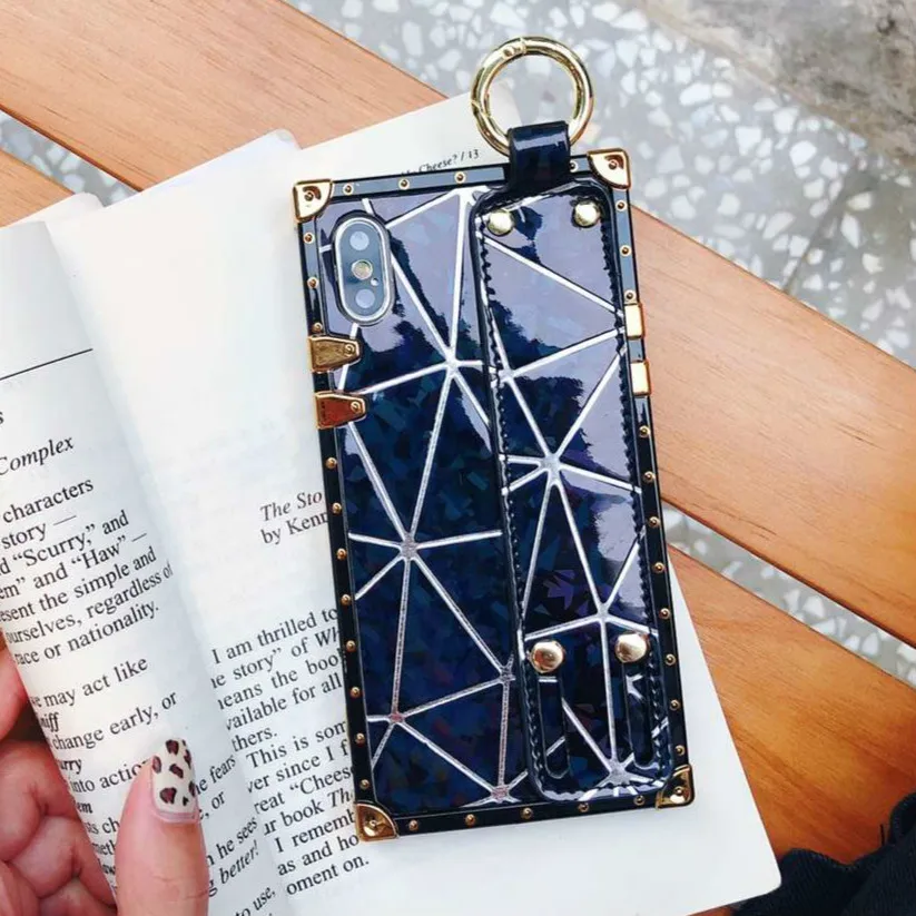 Роскошный высококачественный модный металлический квадратный лазерный чехол на запястье для iPhone 11Pro X XR XS MAX 6s 7 8 Plus, задняя крышка для телефона