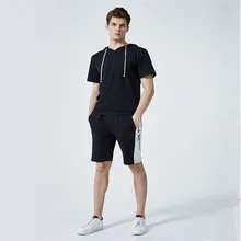 Мужская спортивная одежда Casaul летний спортивный костюм с коротким рукавом мужская летняя футболка шорты наборы толстовка с капюшоном спортивный костюм