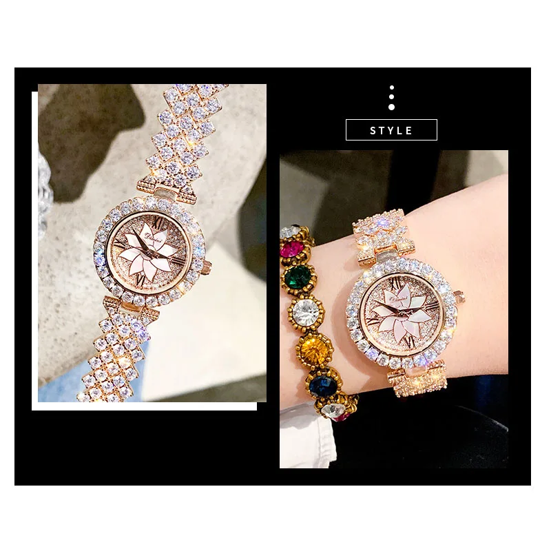 Роскошные Брендовые женские наручные часы, женские часы с кристаллами, женские наручные часы для женщин, Relogio Feminino - Цвет: gold 1
