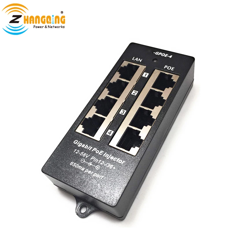 

4 port gigabit Poe Injector for 802.3af Devices - 4 Port Power Over Ethernet Wall Mount with Shielded RJ45