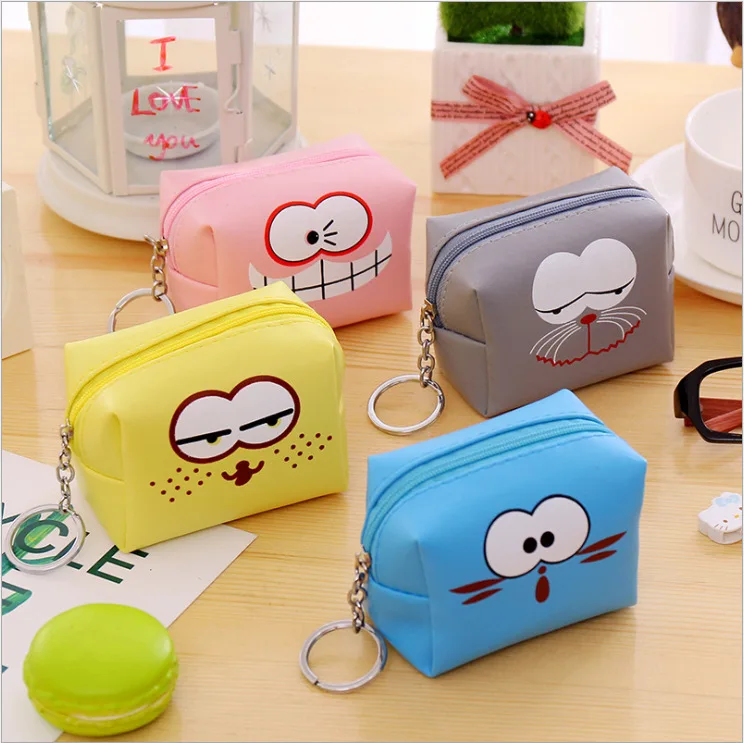 Kawaii Мини Кошелек для монет для женщин и детей маленький нулевой кошелек брелок для ключей милый держатель для денег для девочек кошелек 10 шт