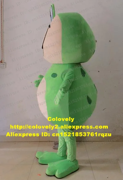 Зеленая фигурка жабы Bufonid Bullfrog талисман костюм Взрослый персонаж уголки рта идут вверх до верхней части головы zz4170