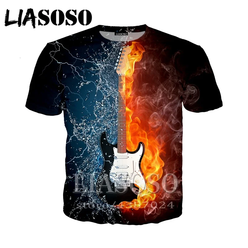 LIASOSO, аниме, 3d принт, футболка для мужчин и женщин, модная гитара Харадзюку, футболка, музыкальная футболка, Забавные футболки, homme, футболка D830 - Цвет: 3