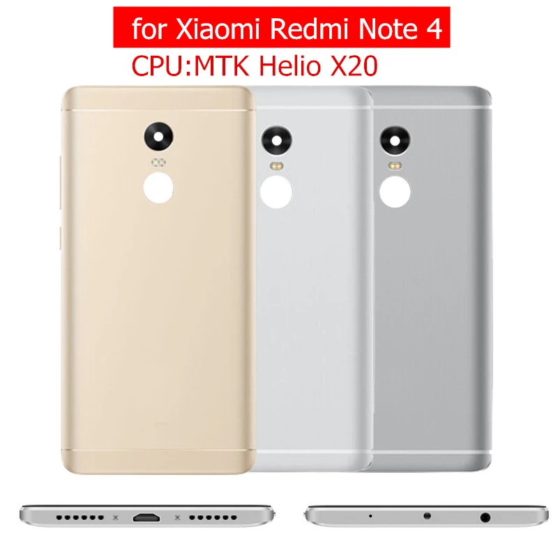 Для Xiaomi Redmi Note 4 MTK Helio X20 Батарея задняя крышка Корпус металлическая дверь Камера Стекло объектив запасных Запчасти
