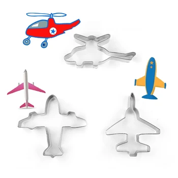 

3pcs Stainless Steel Cartoon Plane Helicopter Cookie Cutter Cake Decorating Fondant Cutters Tool Cookies Biscoito Baking Tool