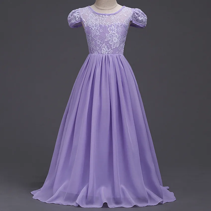 

Simple Cute 2019 Fashion Kids Clothing Children Short Princess Elegance Praty Wedding Dress Girl Chiffon Lace Mopping Long Dress