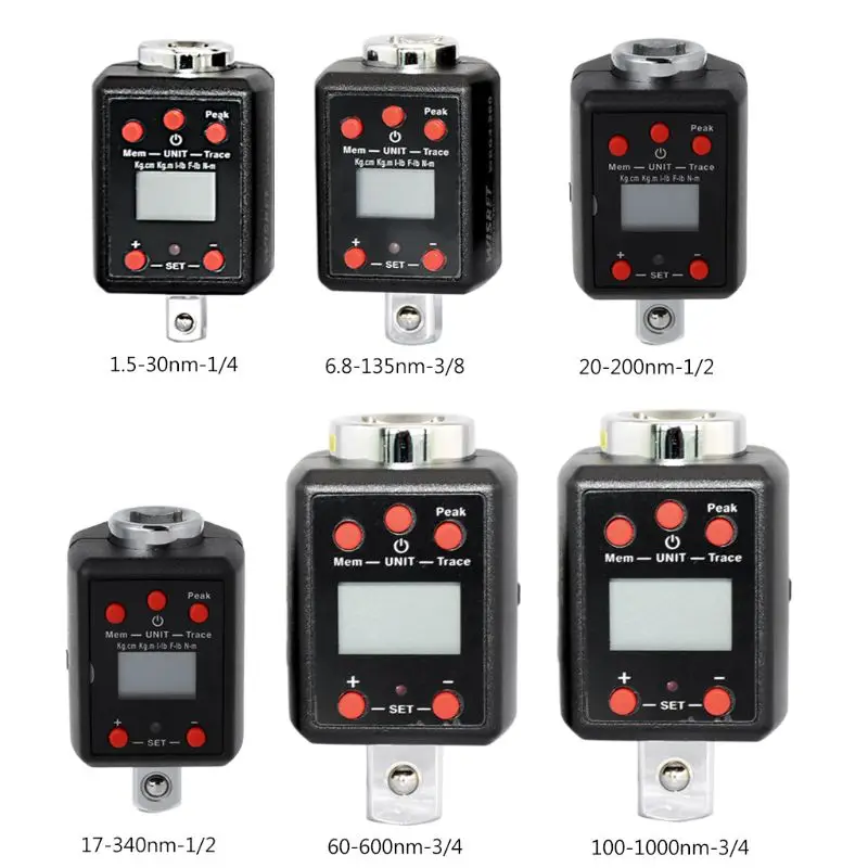 

Digital High Torque Wrench Adapter 1/4 3/8 1/2 3/4 Drive Microtorque 1.5-30nm/6.8-135nm/20-200nm/17-340nm/60-600nm/100-1000nm