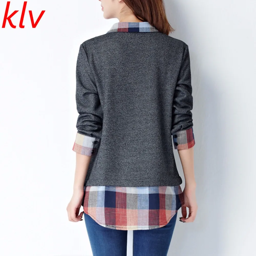 Women Long Sleeve Fake Two Piece Plaid Patchwork Blouse Matenity Mother Pullover Shirt Pregnant Women Tops