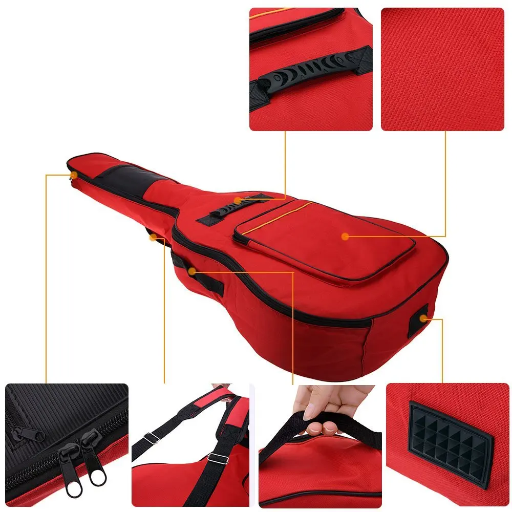 4" гитарный рюкзак плечевые ремни карманы 5 мм с хлопковой подкладкой чехол красный