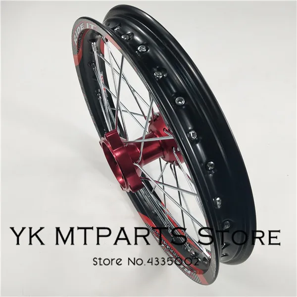 Red and black1.60x 14 inch Front Rims CNC hub Aluminum Alloy Wheel Rims 1.60 x 14"inch for KLX CRF KTM Kayo Apollo BSE