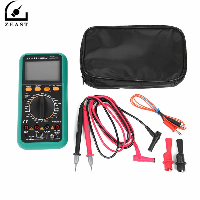

ZEAST VC9805A+ Digital Multimeter Tester 3 1/2 2000UF Manual Range LCD Tester Meter Electric Leads Temperature Capacitance