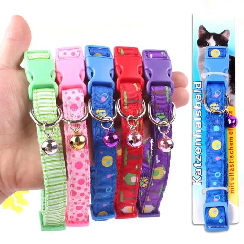 Accessories For Dogs Cute Print Cat Bell Collar Adjustable Outdoor Pet