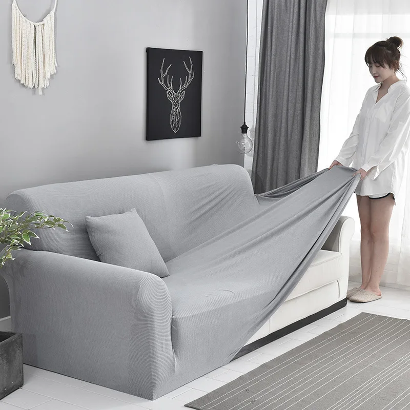 

Europe Solid Color Soft All-Inclusive Slipcovers Tight Wrap Throw Sofa Cover For Living Room Elastic Couch Cover Sectional Sofa