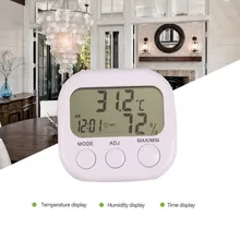2017 New Weather Station LCD Digital Thermometer Hygrometer Temperature Humidity Meter Gauge With Clock