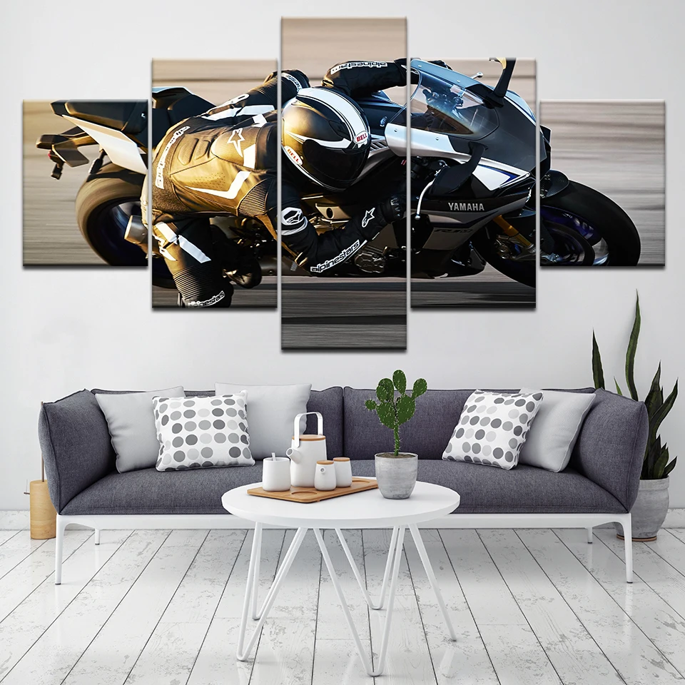 

2015 YZF-R1 Motorcycles 5 Piece HD Wallpapers Art Canvas Print modern Poster Modular art painting for Living Room Home Decor