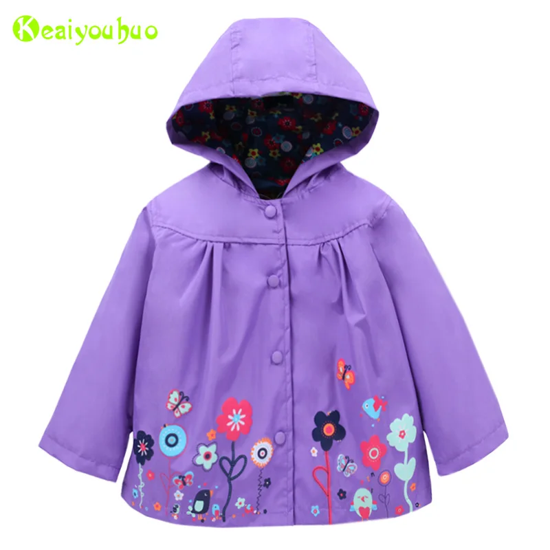 

KEAIYOUHUO Baby Girls Trench Coat 2018 Spring Floral Jacket For Girls Jacket Kids Raincoat Outerwear Girls Windbreaker Clothes