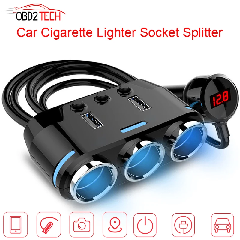 Dual USB Car Charger Adapter 12V-24V Cigarette Lighter Socket Splitter Plug 1A+2.1A Voltage Detection For Phone MP3 DVR | Автомобили и