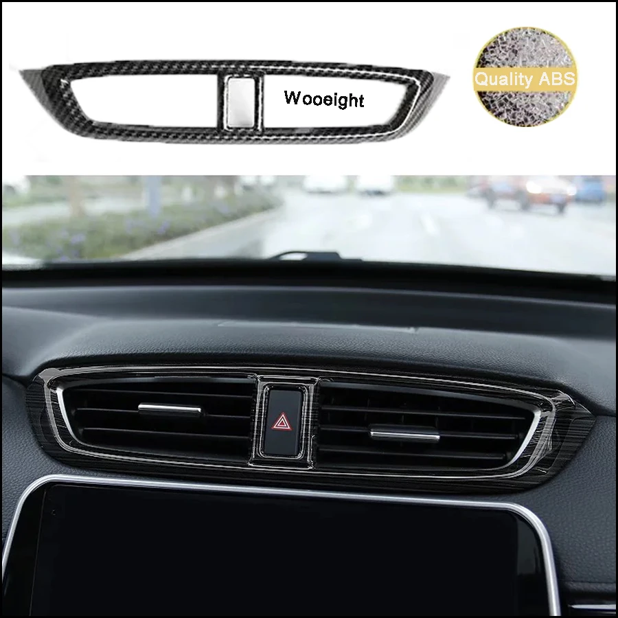 New ABS plastic Car-styling Carbon Fiber Car Interior Middle Air Vent Outlet Panel Cover Trim Frame For Honda CRV CR-V 2017 2018 (6)