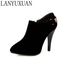 LANYUXUAN 2017 New Big &small size 33-50 Women Short ankle boots Sexy high-heel pointed toe Spring Autumn Winter shoes 2-2
