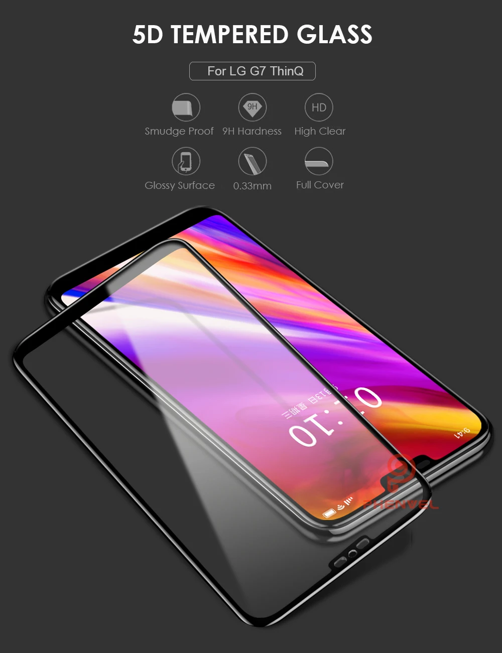 Phenvel 3D закаленное стекло для LG G7 Thinq 9H полное покрытие олеофобное покрытие стекло Защитная пленка для LG G7 защита экрана