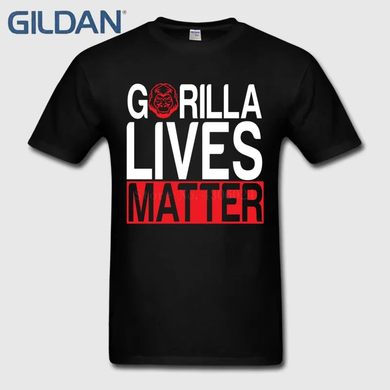 Camisa бедра живет Горилла материи незнакомец Черная футболка для Для мужчин с круглым вырезом Рубашка с короткими рукавами футболки 100%