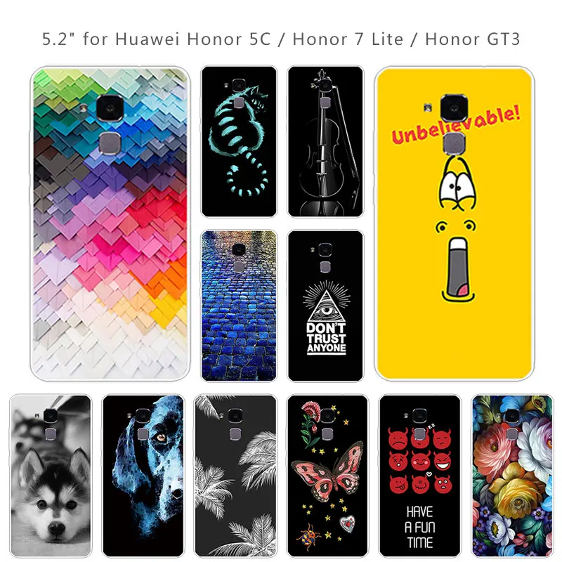 

Cases for Huawei Honor 5C / Honor 7 Lite Matte Soft Silicon Back Black Cover for Huawei Honor7 Lite GT3 Clear Brick Road Capa