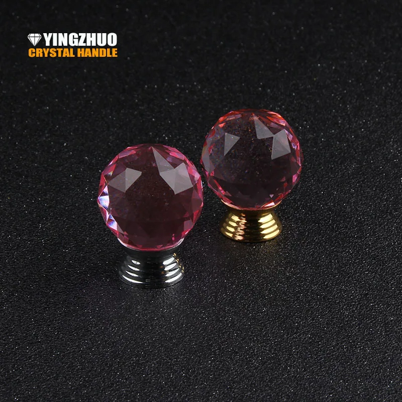 Hot 30mm 10pcs Sales K9 Pink Crystal Glass Ball Handle Girl