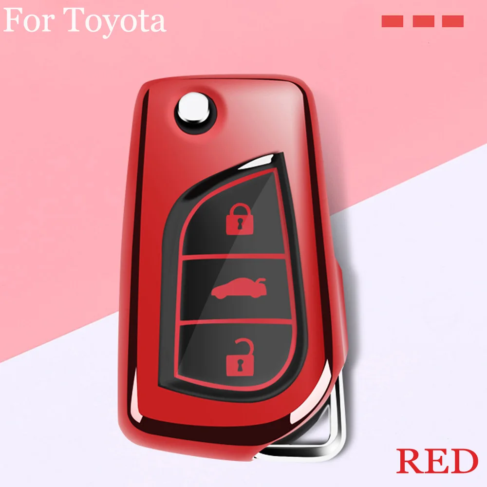 

New Soft TPU Key Cover Shell key fob For Toyota Corolla Prado RAV4 LEVIN HIGHLANDER Remote Folding All-round protection key Case
