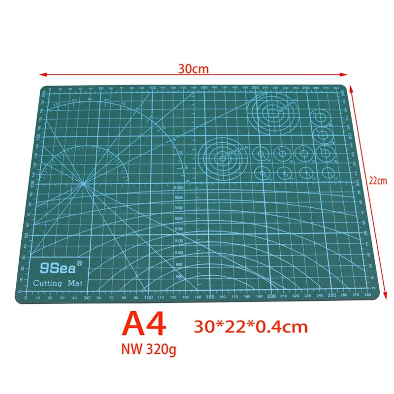 Стационарный набор, коврик для резки, Лоскутная линейка, резак колеса, сделай сам, ткань для шитья, для студентов, рисования, школы, офиса, лезвие, 10 шт - Цвет: A4 Cutting mat