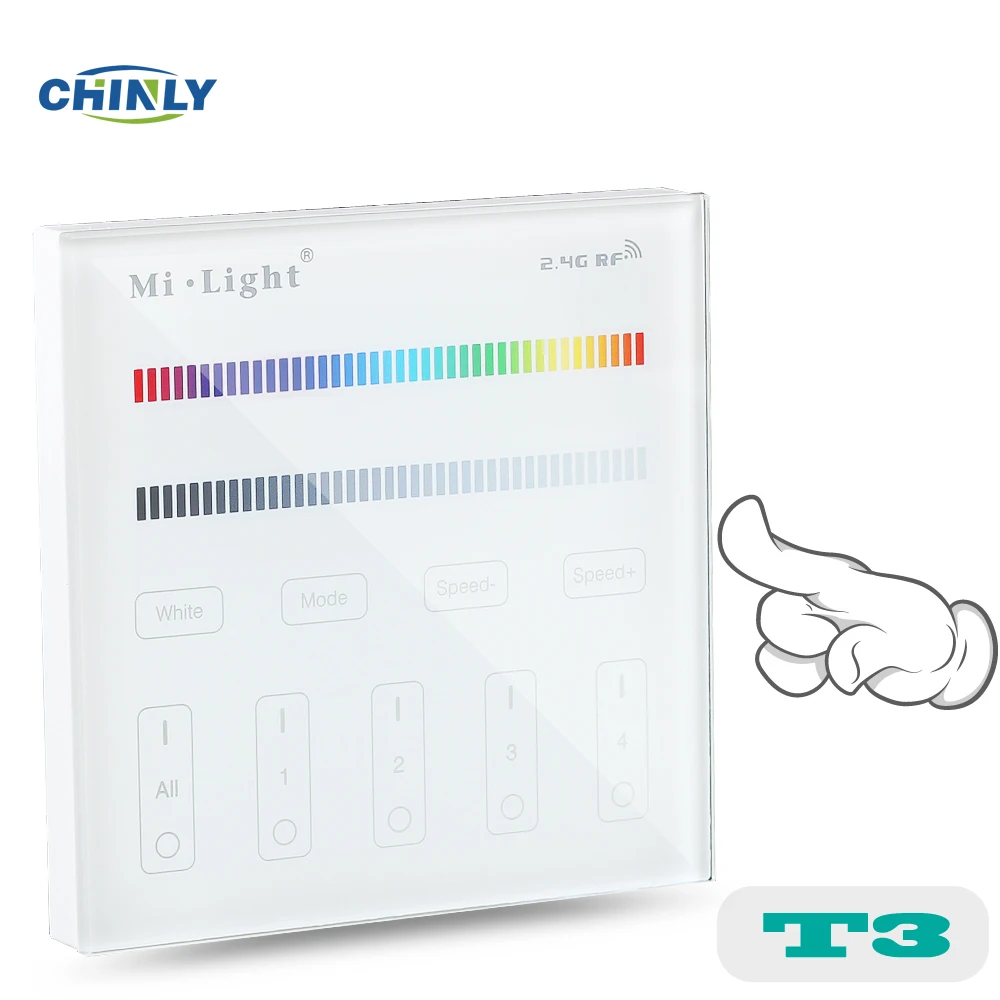 

Mi light T3 4-Zone RGB RGBW Wall Hanging LED Touch Switch Panel Remote Controller LED Dimmer for MI LIGHT RGBW RGB Controller