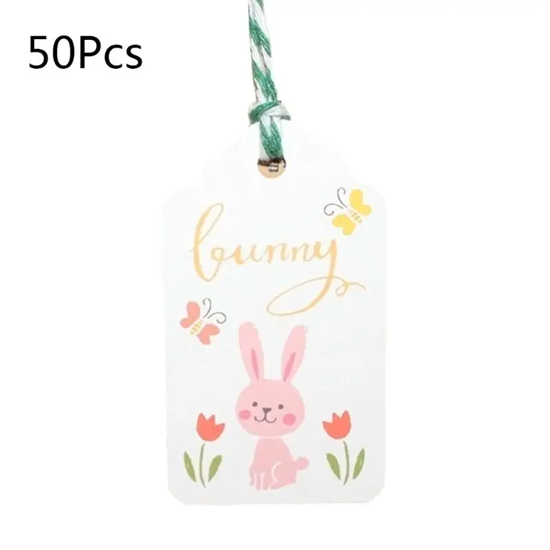 

50pcs/lot Easter Rabbit Kraft Paper Tags Labels DIY Wedding Note Craft Gift Tag Easter Bunny Decorations for Home